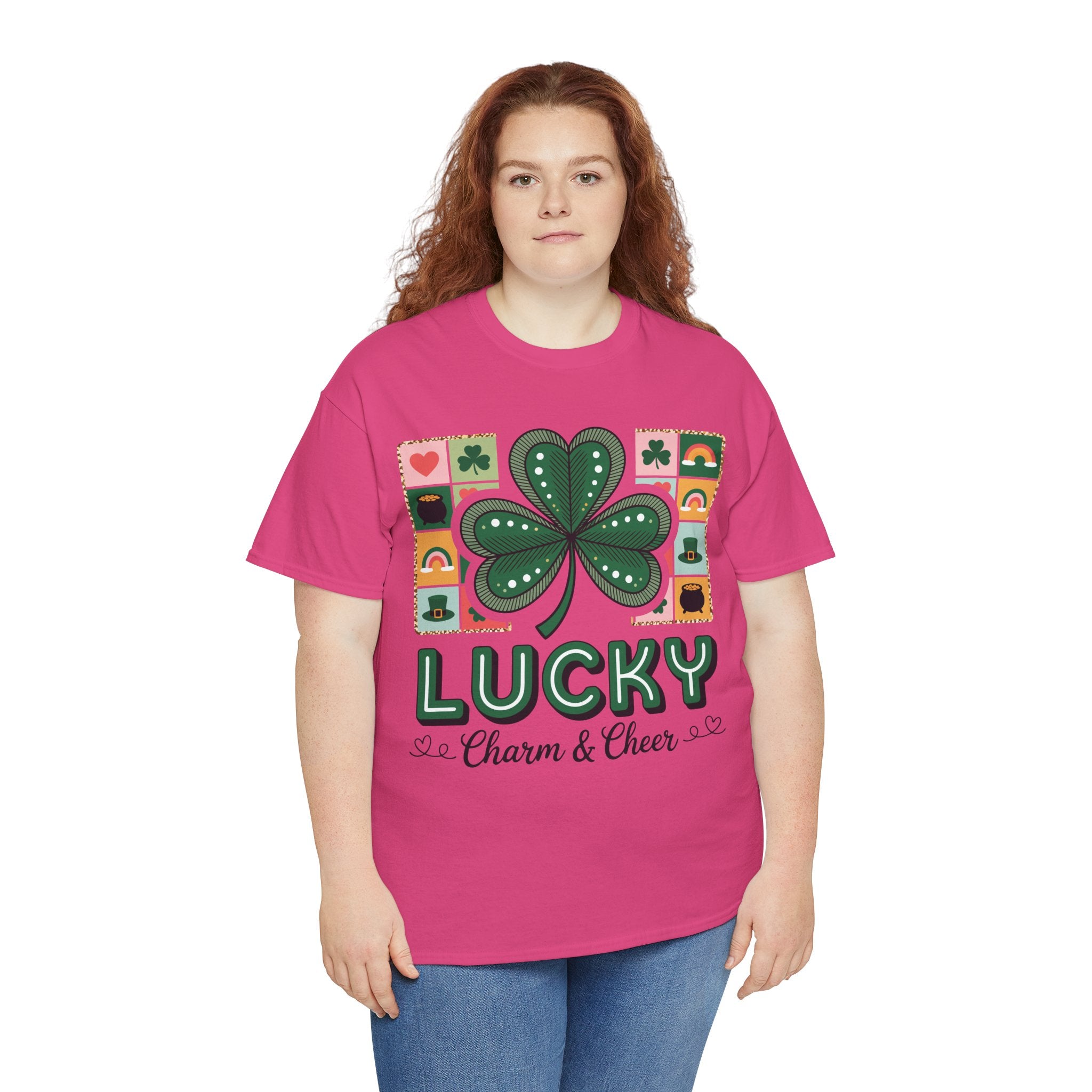 Lucky Charm & Cheer Clover Tee — Patchwork St. Patrick’s Day Unisex Cotton T-Shirt