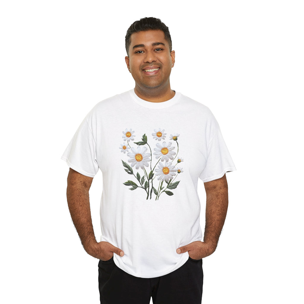 God Is Good All The Time Embroidered Daisy Unisex Cotton Tee