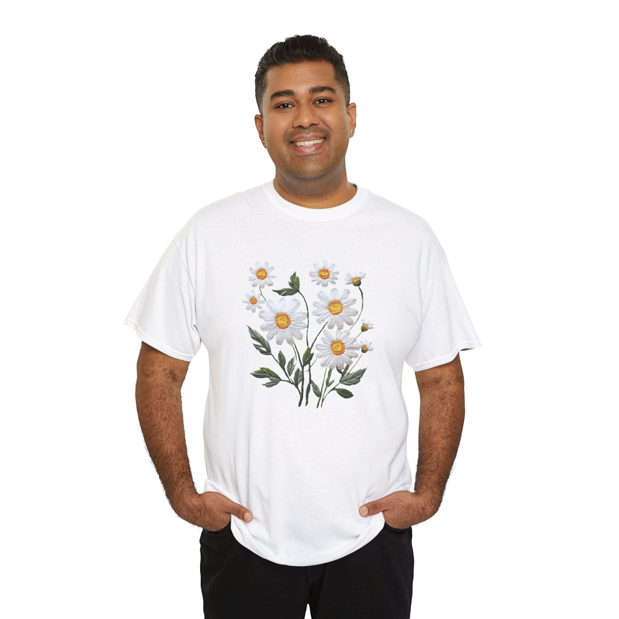 God Is Good All The Time Embroidered Daisy Unisex Cotton Tee