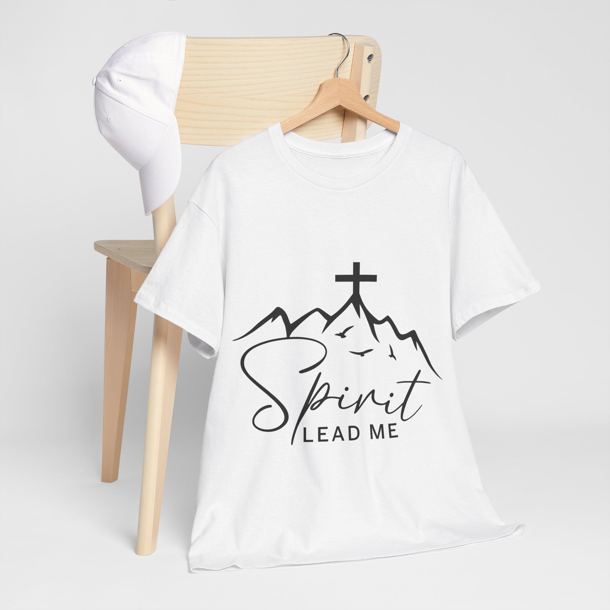 Spirit Lead Me Christian T‑Shirt — Minimalist Cross Unisex Cotton Tee