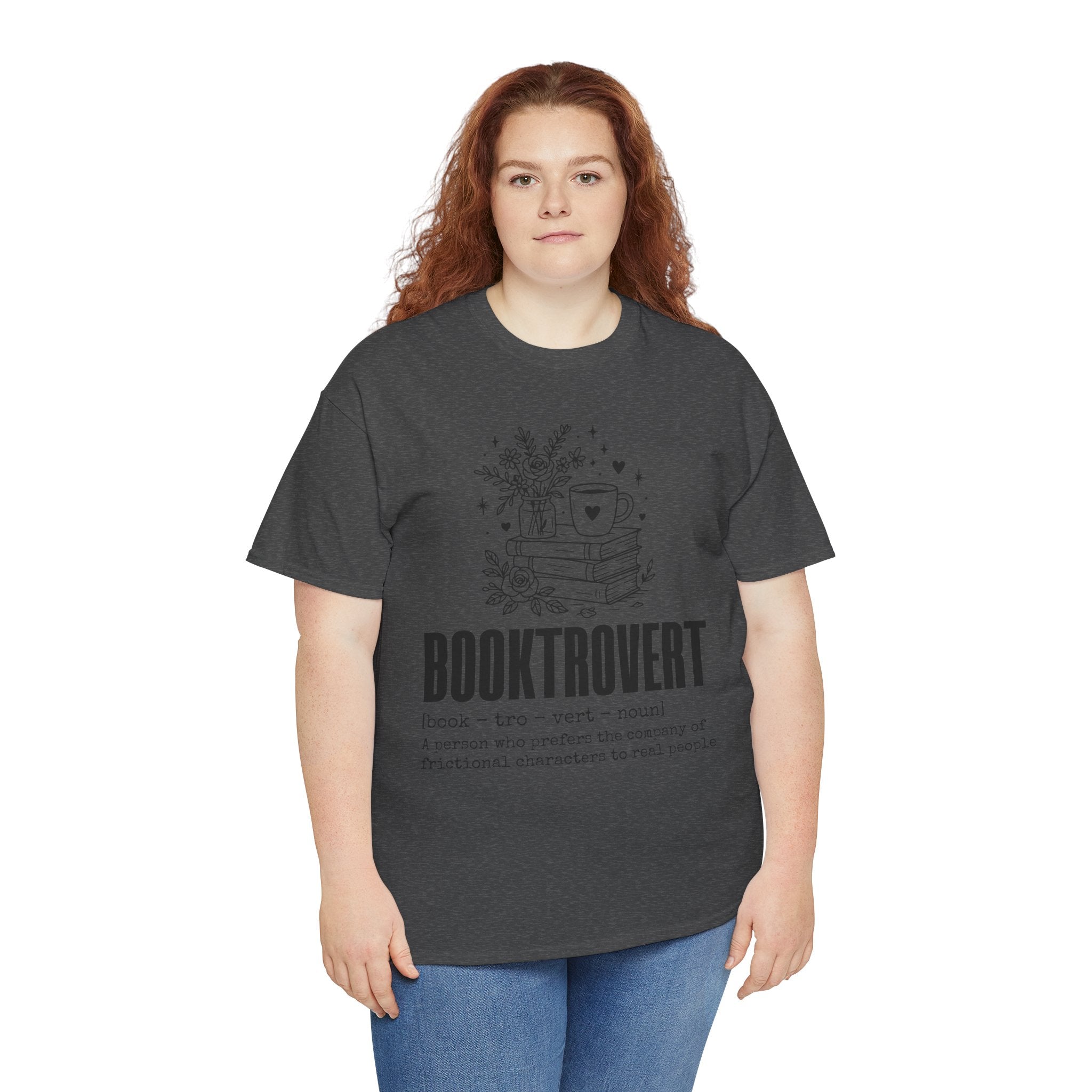 Booktrovert Graphic Tee — "Booktrovert" Definition, Books & Coffee Design Unisex Cotton Tee