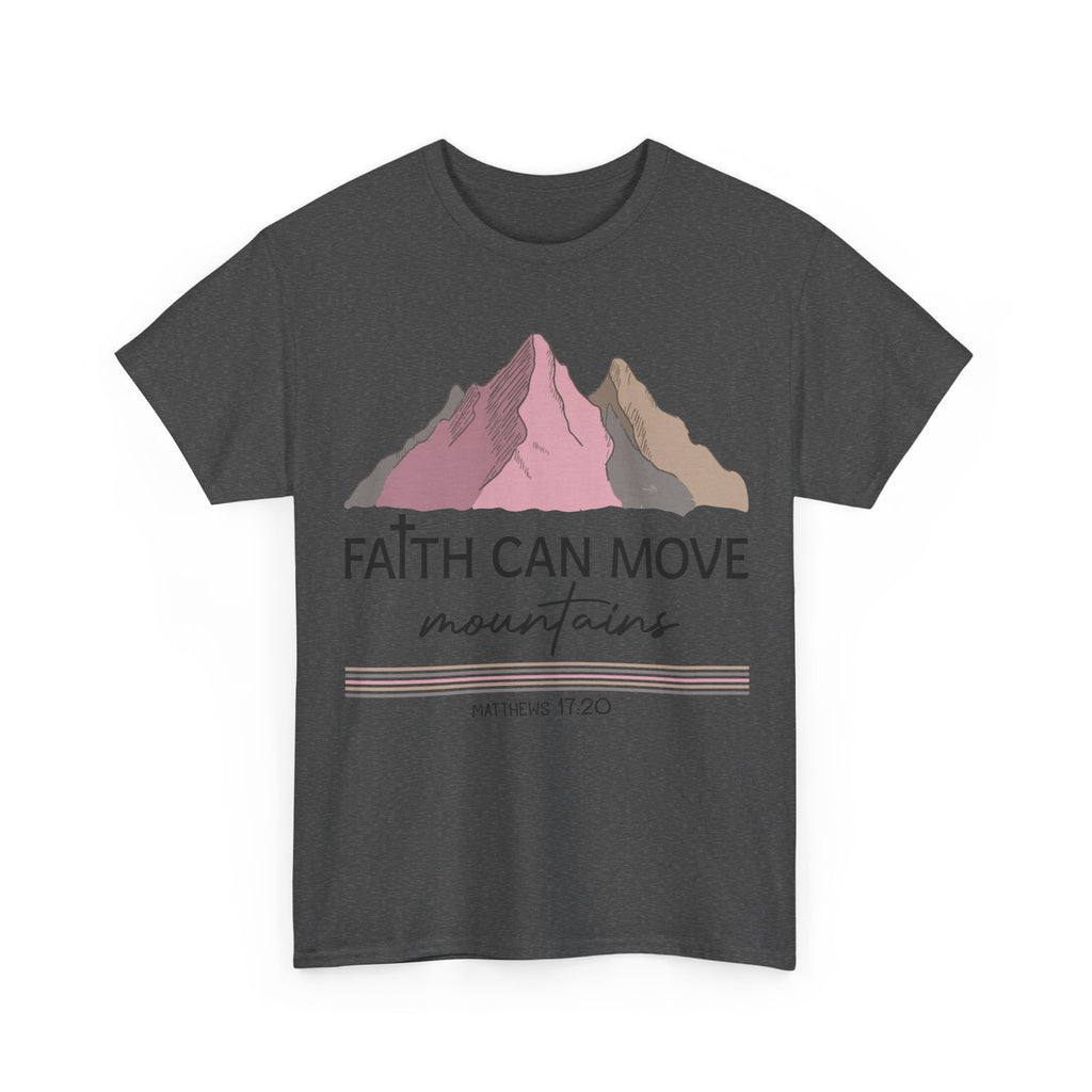Faith Can Move Mountains Mountain Tee — Pastel Inspirational Christian Unisex Cotton T-Shirt