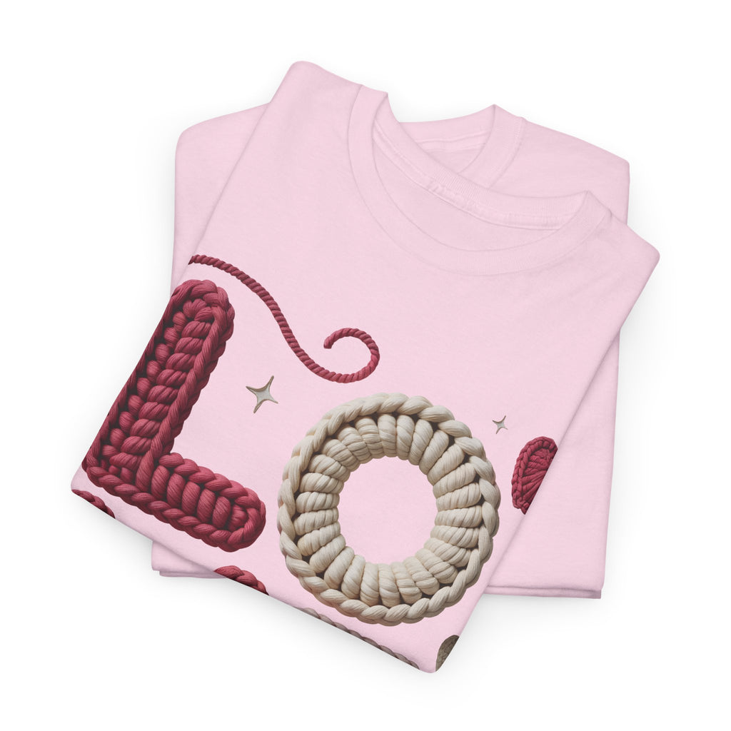 LOVE Faux Yarn Heart Unisex Cotton Tee