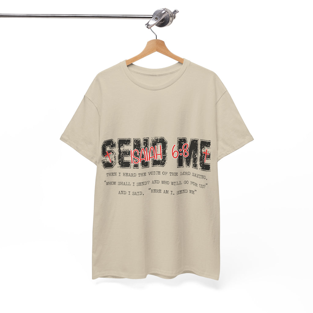 Here I Am Send Me Isaiah 6:8 T-Shirt — Christian Cross Graphic Unisex Cotton Tee