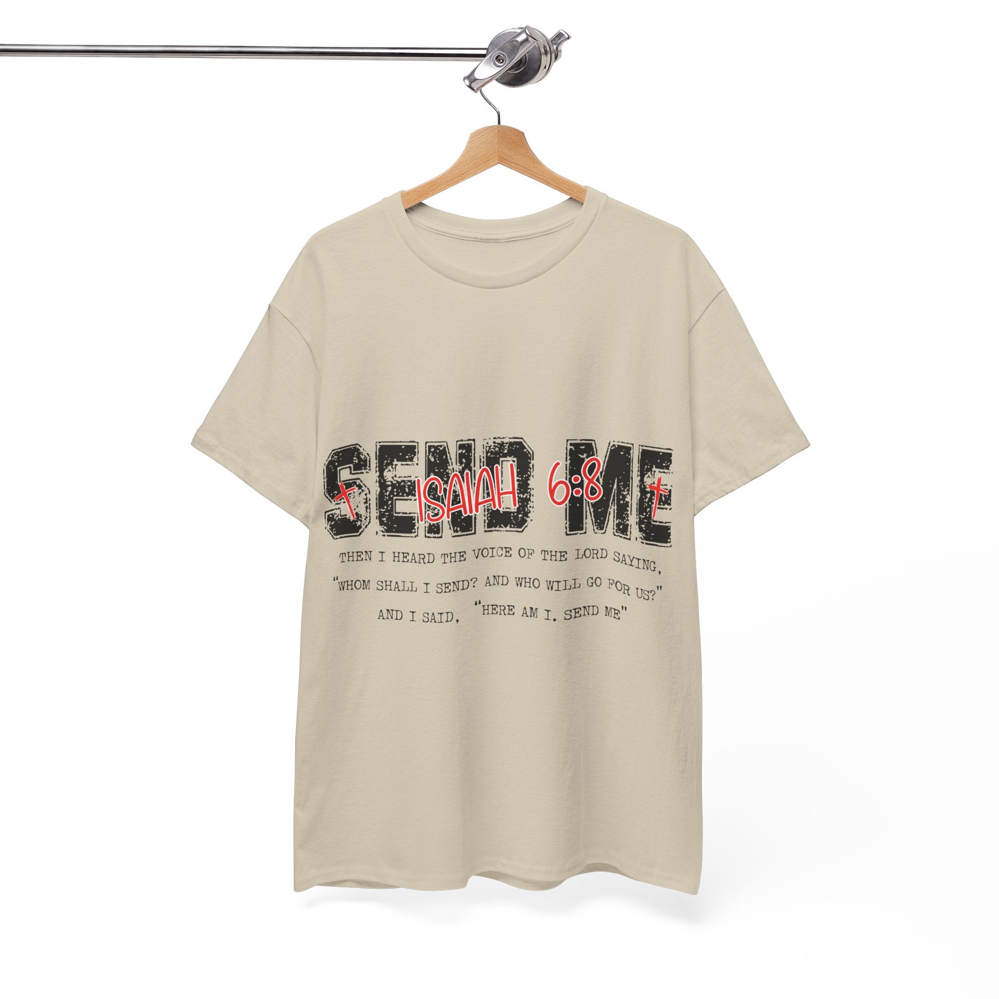 Here I Am Send Me Isaiah 6:8 T-Shirt — Christian Cross Graphic Unisex Cotton Tee