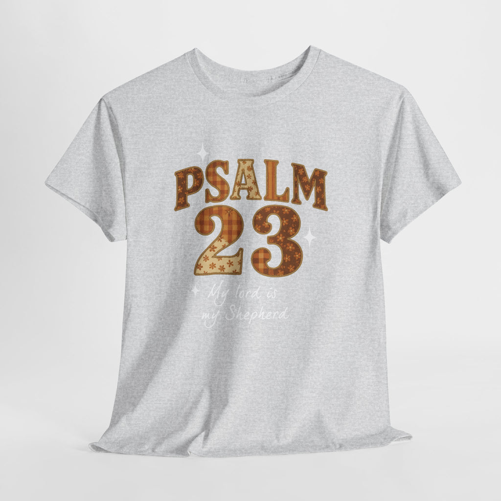 Psalm 23 Floral Tee — “My Lord Is My Shepherd” Stitched-Text Unisex Cotton Tee