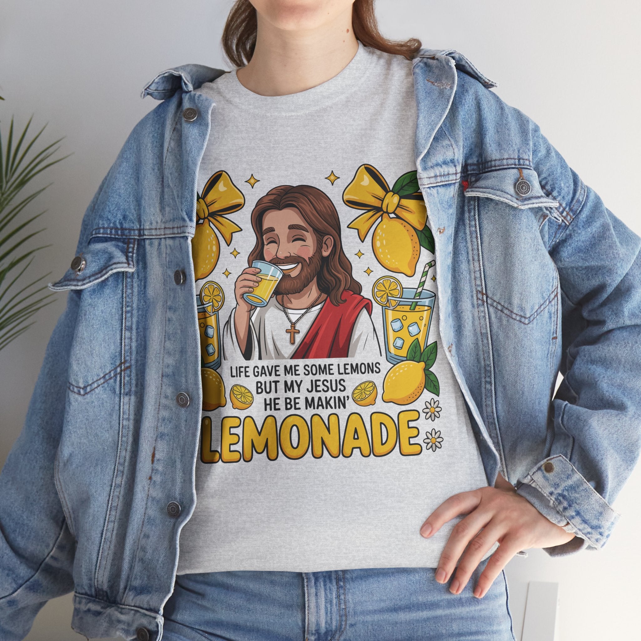 Jesus Drinking Lemonade T-Shirt — "Life Gave Me Some Lemons" Christian Unisex Cotton Tee