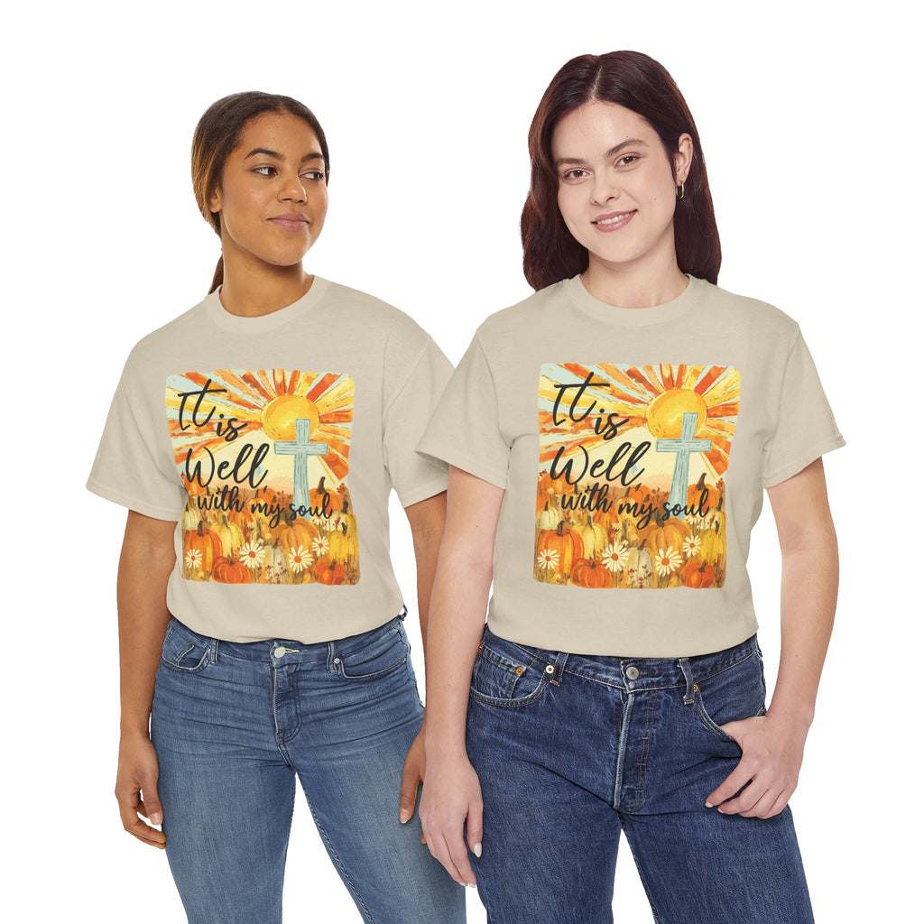 It Is Well With My Soul Pumpkin Sunrise Unisex Cotton T-Shirt