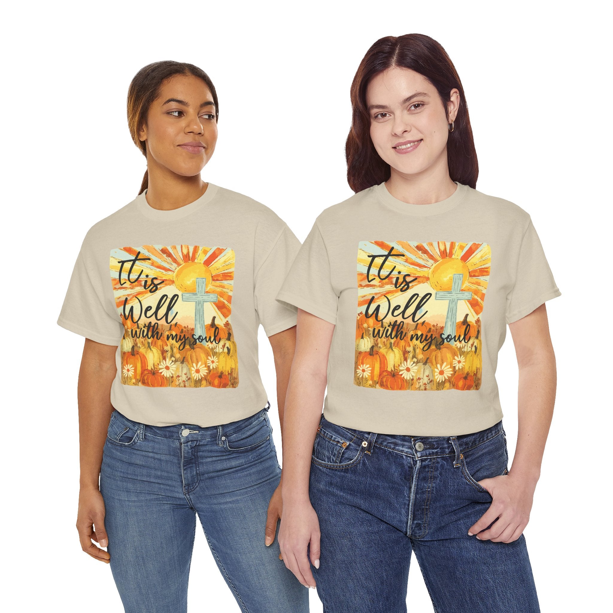 It Is Well With My Soul Pumpkin Sunrise Unisex Cotton T-Shirt
