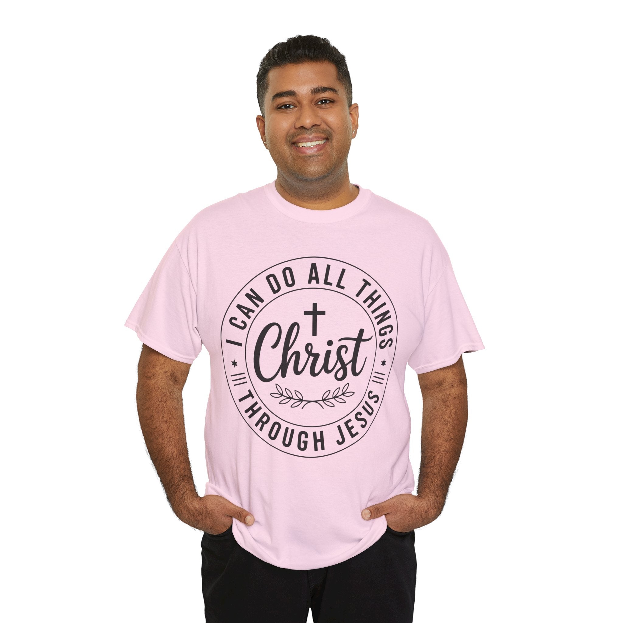 Christian Cross T‑Shirt — "I Can Do All Things Through Christ" Unisex Cotton tee