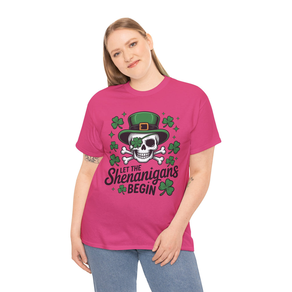 Let the Shenanigans Begin — Leprechaun Skull Unisex Cotton T-Shirt