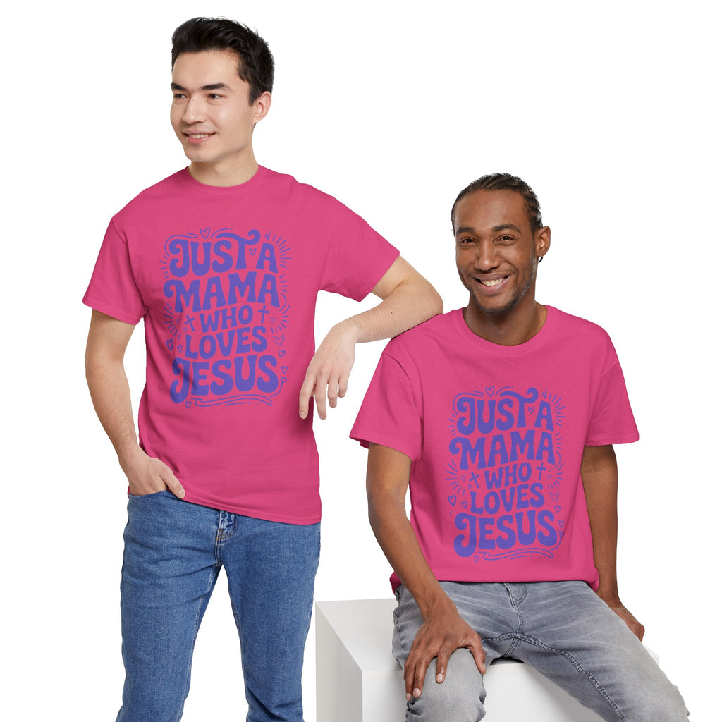 Mama Who Loves Jesus T-Shirt — Bright Green Bubbly Faith Unisex Cotton Tee