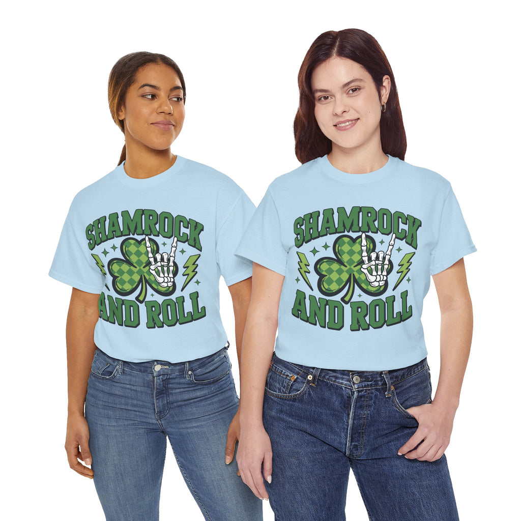 Shamrock and Roll Tee — Skeleton Hand & Lightning St. Patrick’s Rock Unisex Cotton Shirt