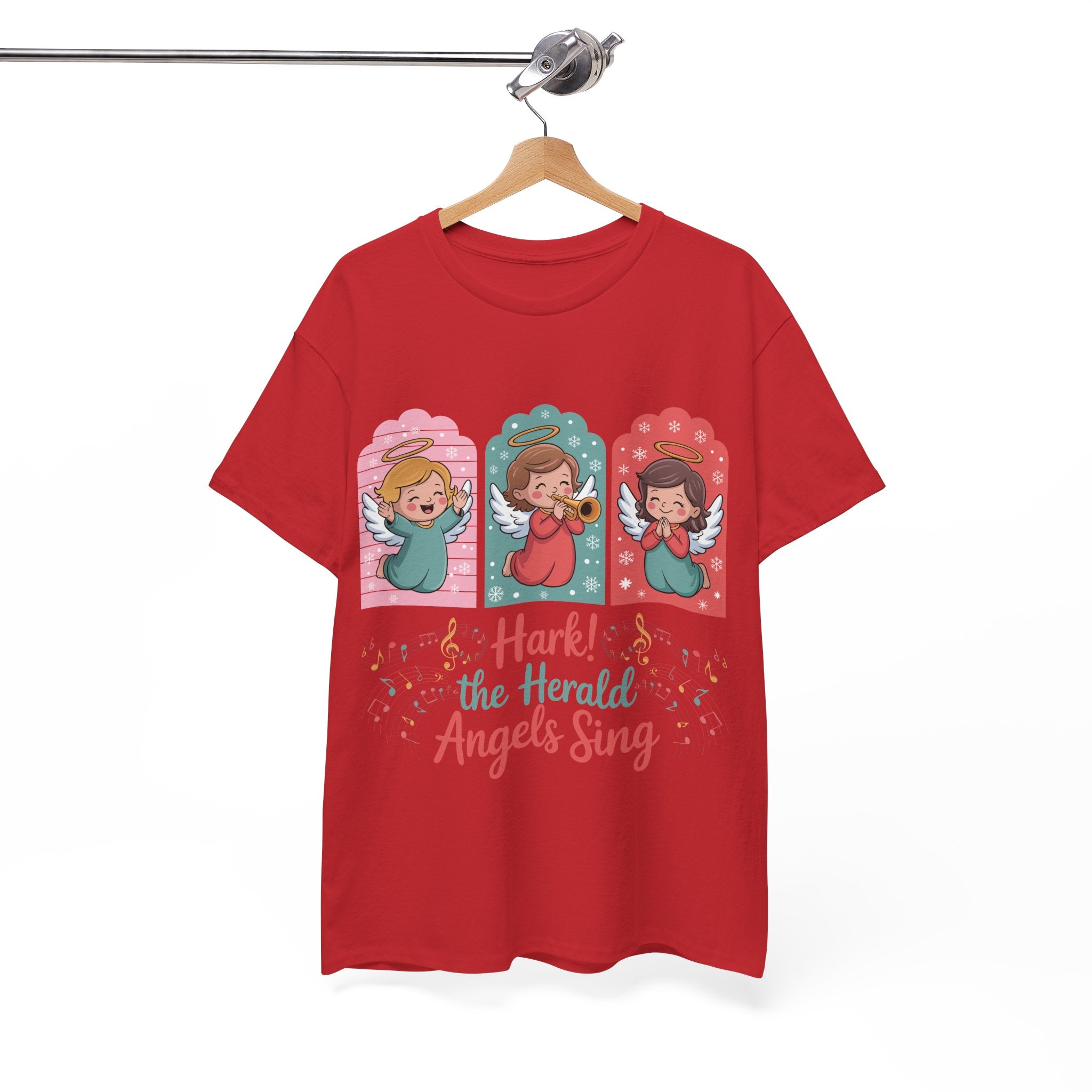 Hark! The Herald Angels Sing Tee — Three Singing Angels Christmas Unisex Cotton T-Shirt