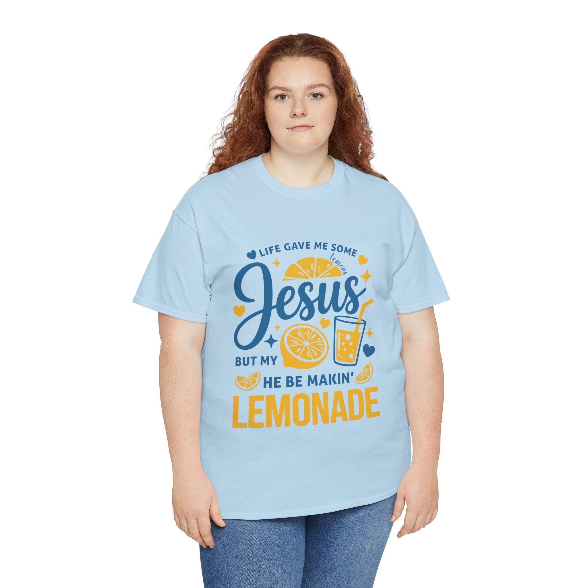 Christian Lemonade T-Shirt — “Life gave me some lemons but my Jesus He be makin’ lemonade”. Unisex Cotton Tee