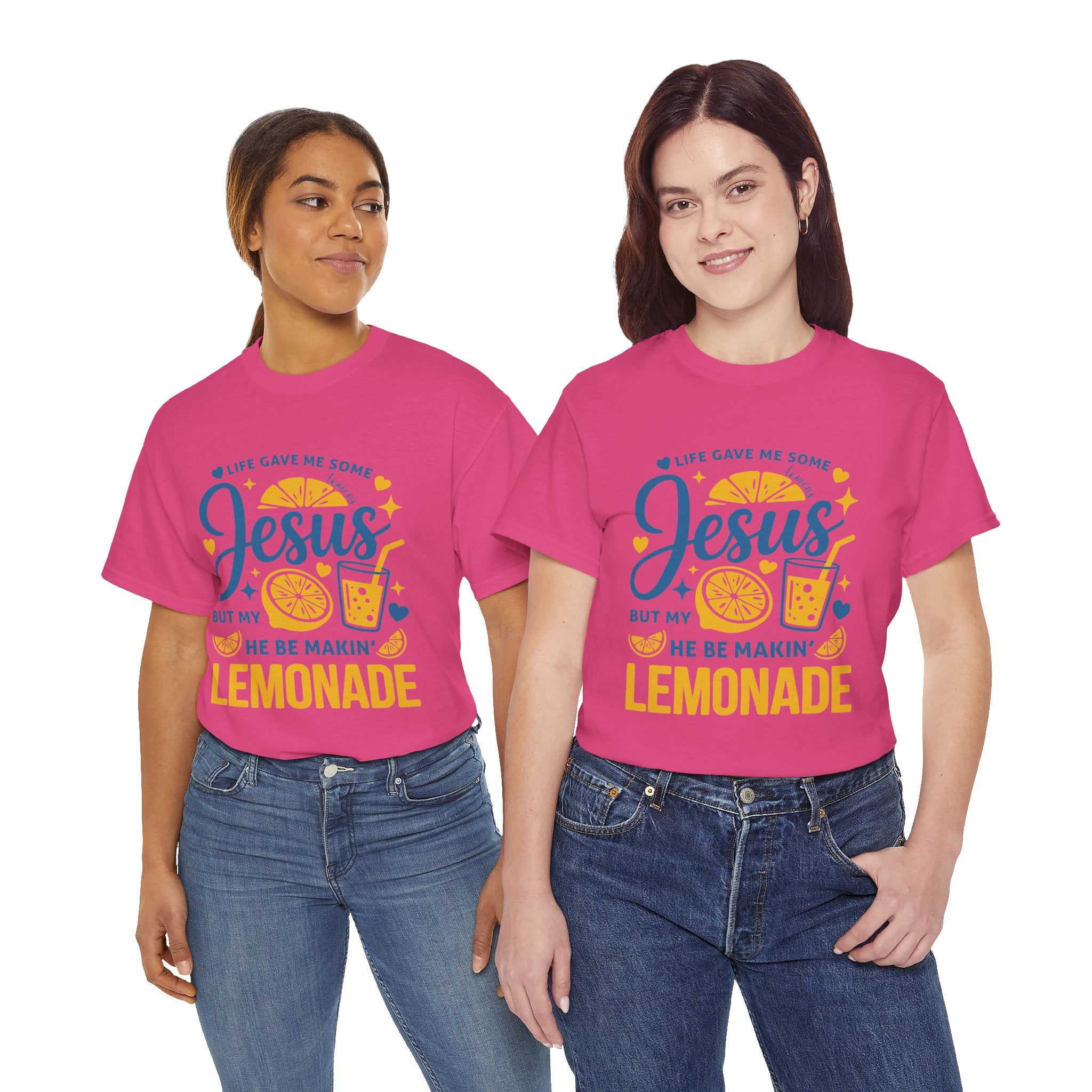 Christian Lemonade T-Shirt — “Life gave me some lemons but my Jesus He be makin’ lemonade”. Unisex Cotton Tee