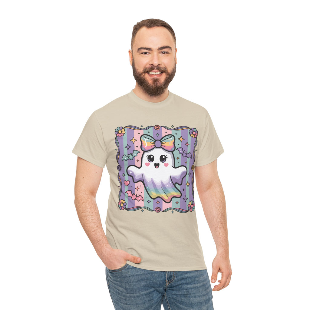 Pastel Ghost Rainbow Bow Unisex Cotton Tee