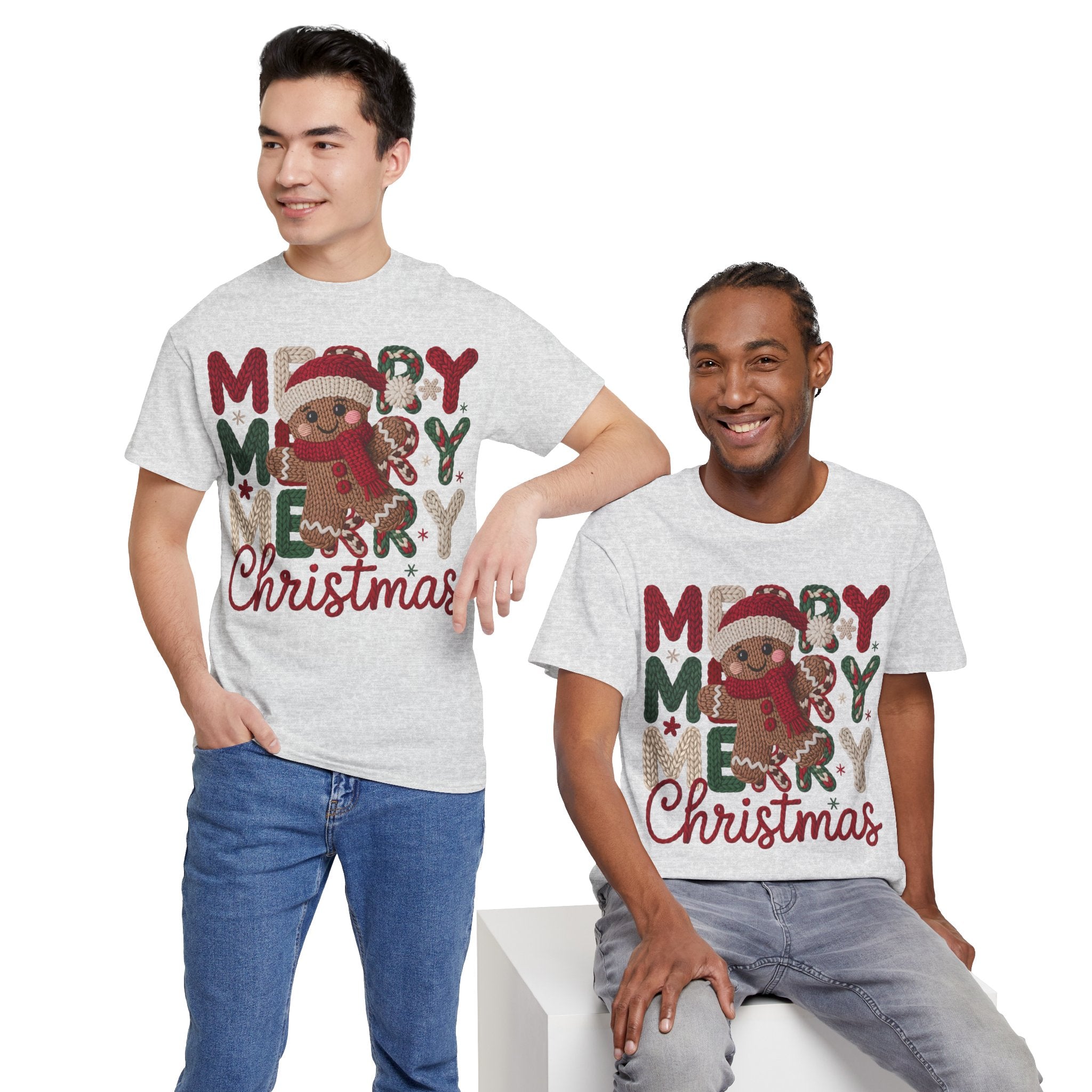 Merry Merry Merry Christmas Gingerbread Unisex Cotton Tee
