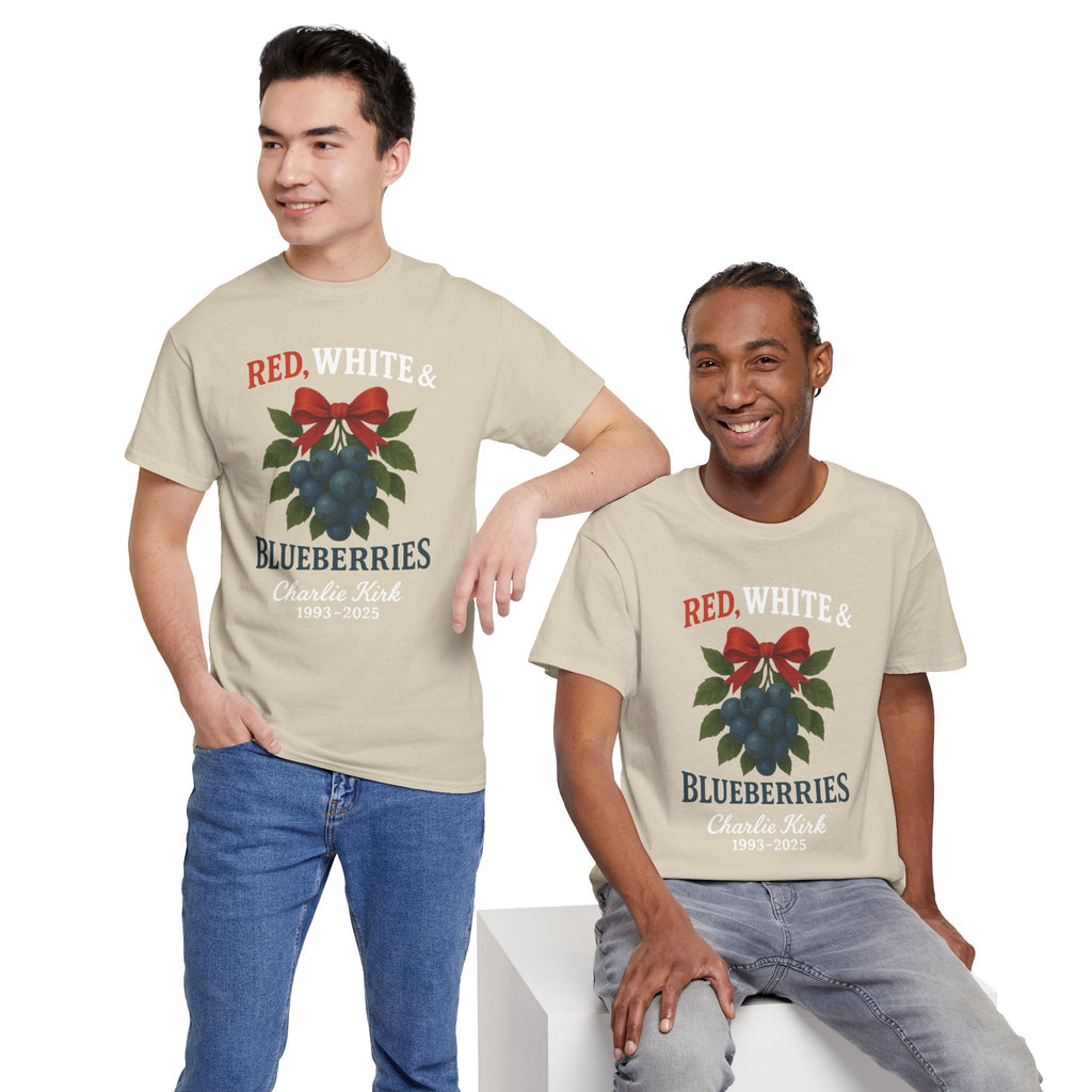 Red, White & Blueberries T-Shirt — Patriotic Blueberry Graphic Unisex Cotton Tee
