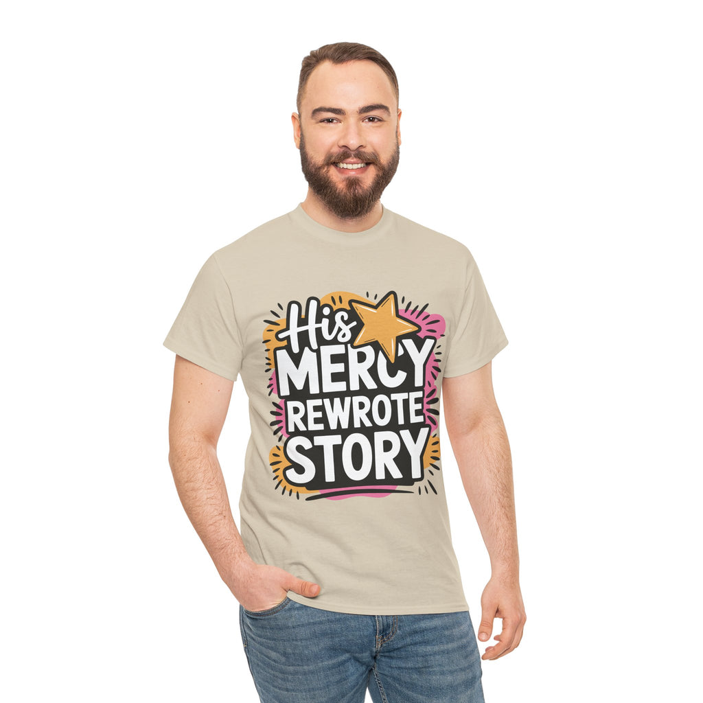 His Mercy Rewrote My Story Tee — Retro Christian Graphic T-Shirt