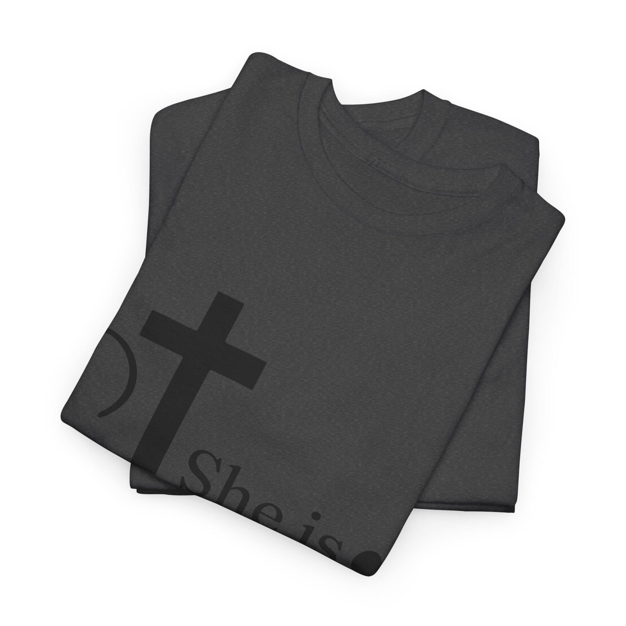 Proverbs 31:25 'She is Strong' T-Shirt – Christian Cross & Heart Unisex Cotton Tee
