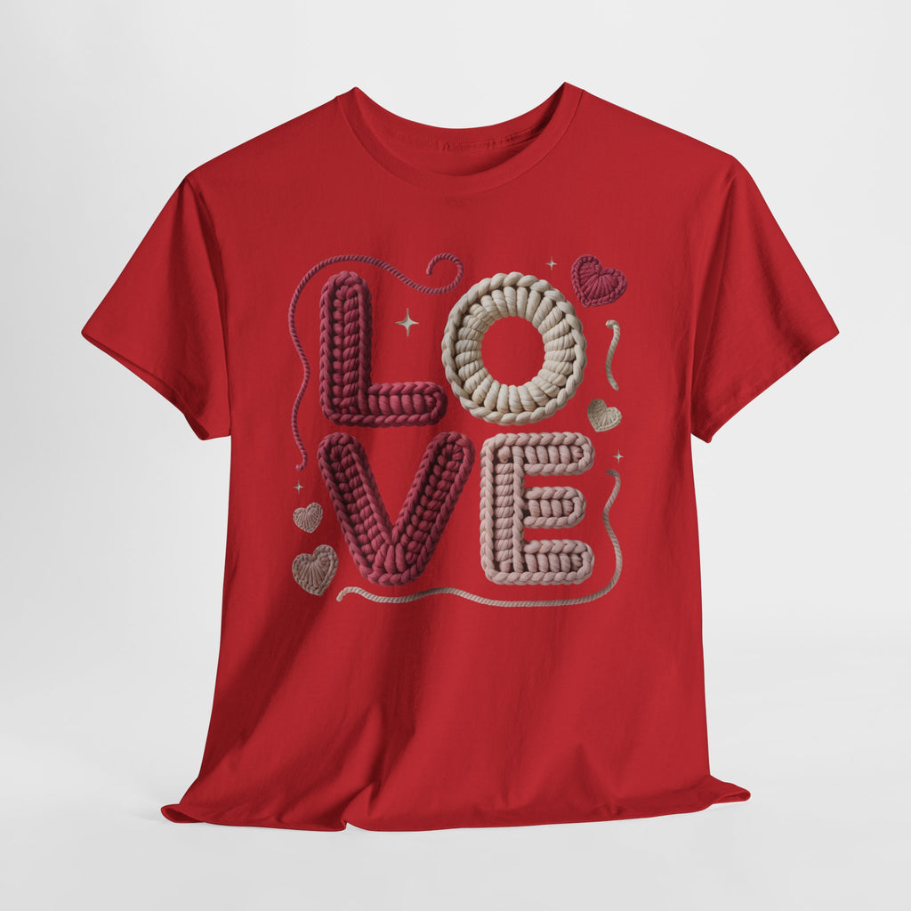 LOVE Faux Yarn Heart Unisex Cotton Tee