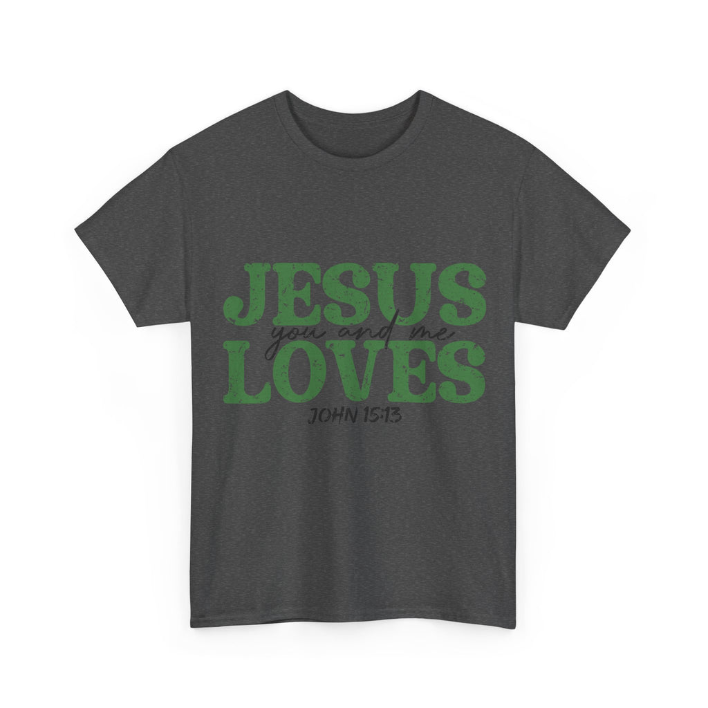 Jesus Loves Vintage Tee — Green Retro Christian Unisex Cotton T-Shirt