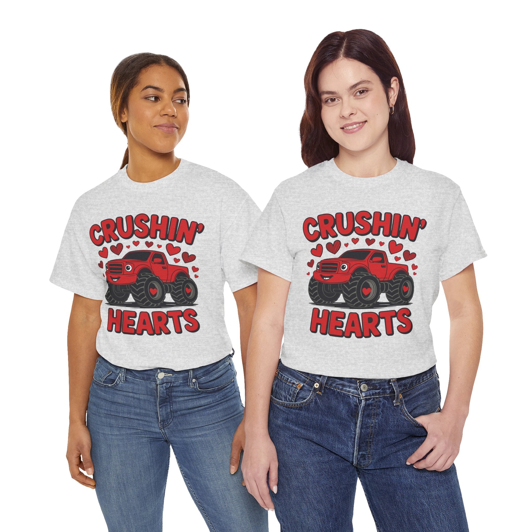 Crushin’ Hearts Valentine Monster Truck Unisex Cotton Tee