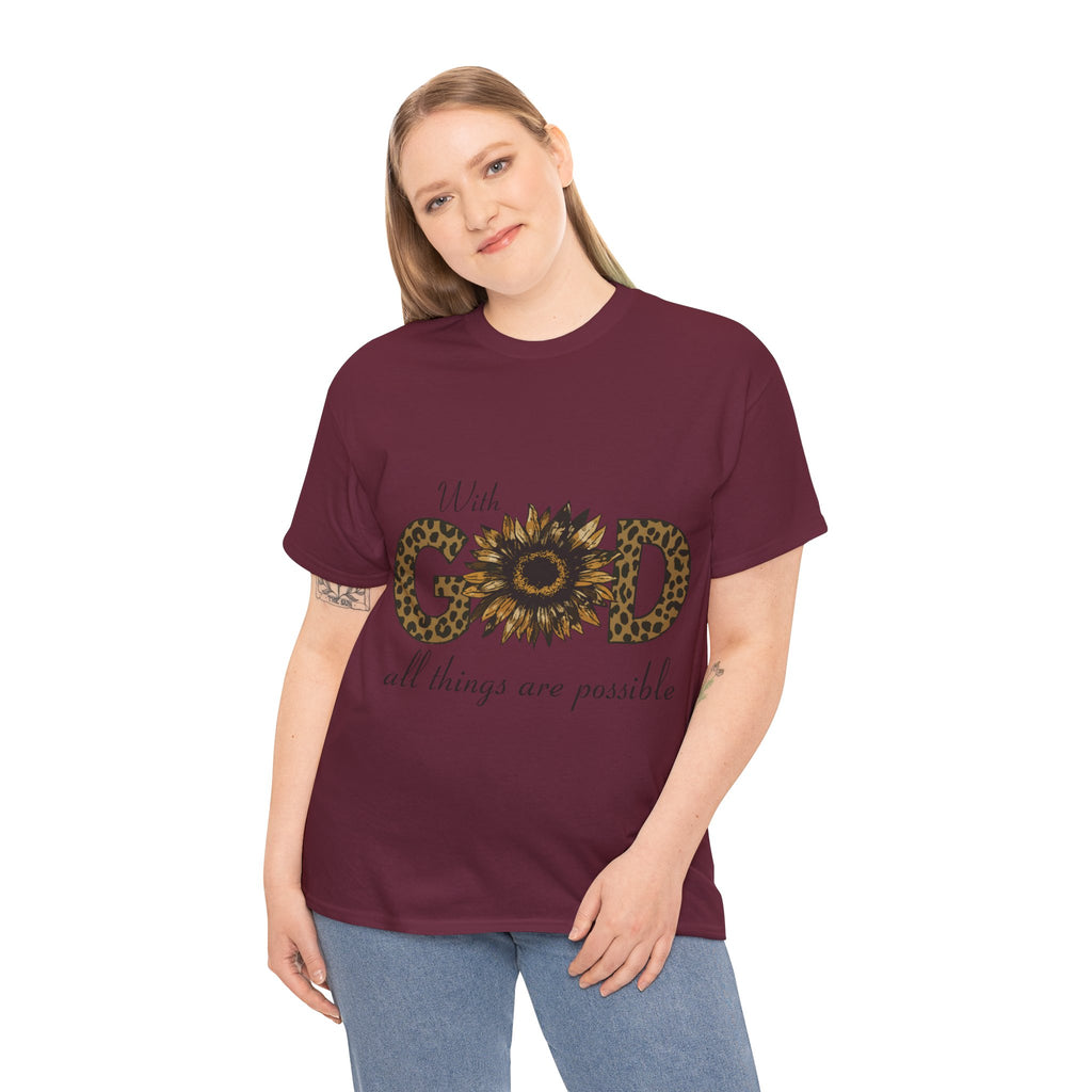 GOD Leopard Print Sunflower Unisex Cotton Tee