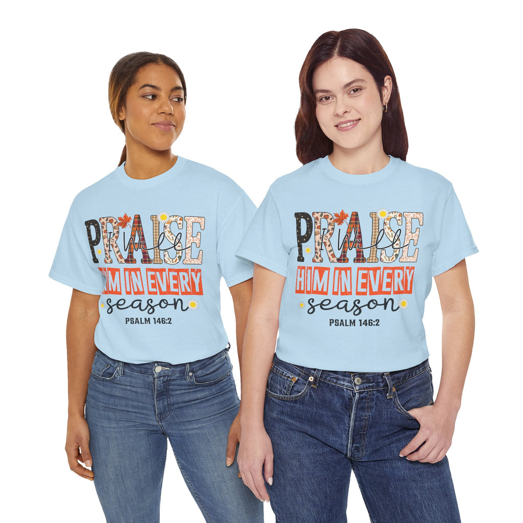 Praise Him In Every Tee — Fall Daisies & Leaf Floral Graphic Unisex Cotton T-Shirt