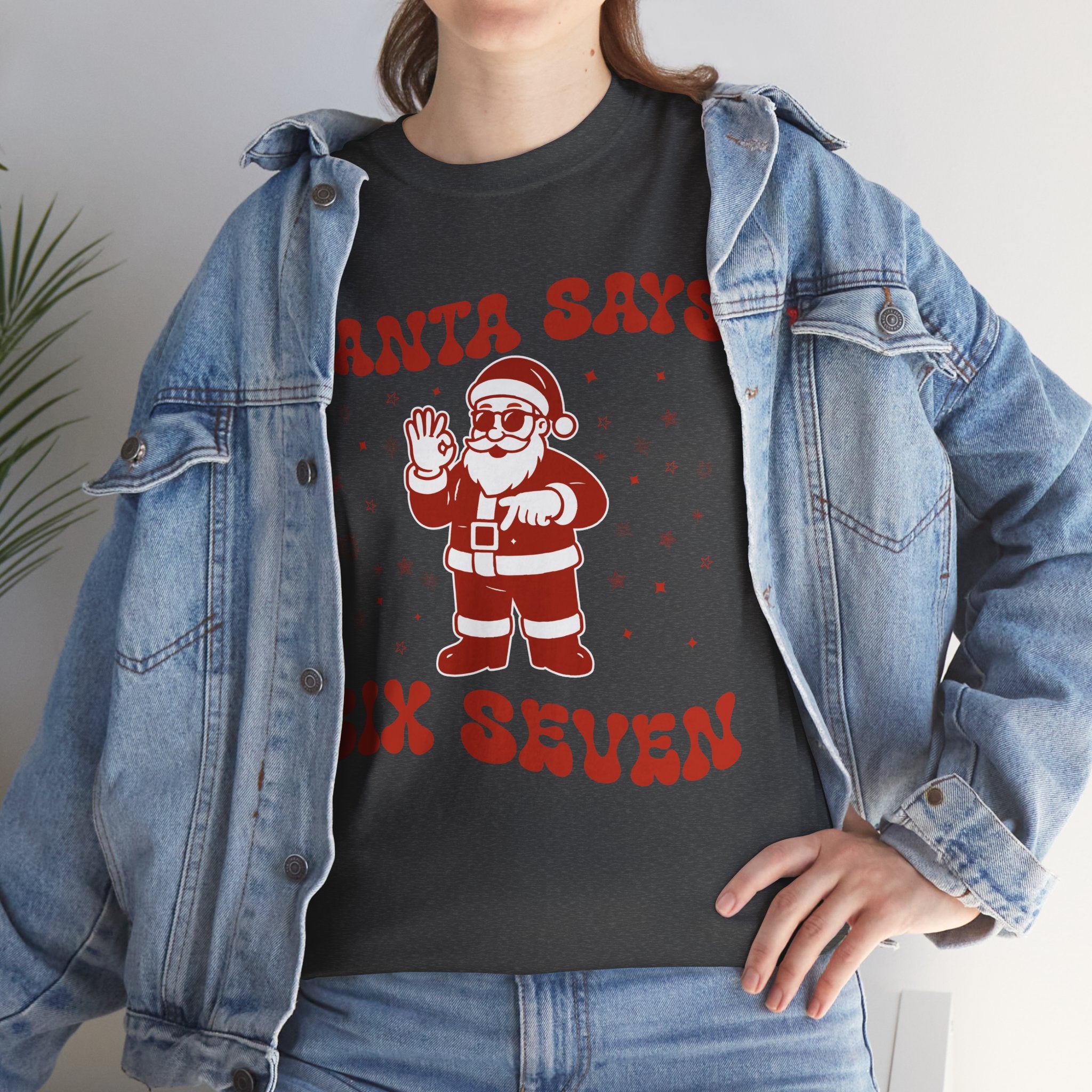 Retro 'Santa Says Six Seven' Christmas Unisex Cotton Tee