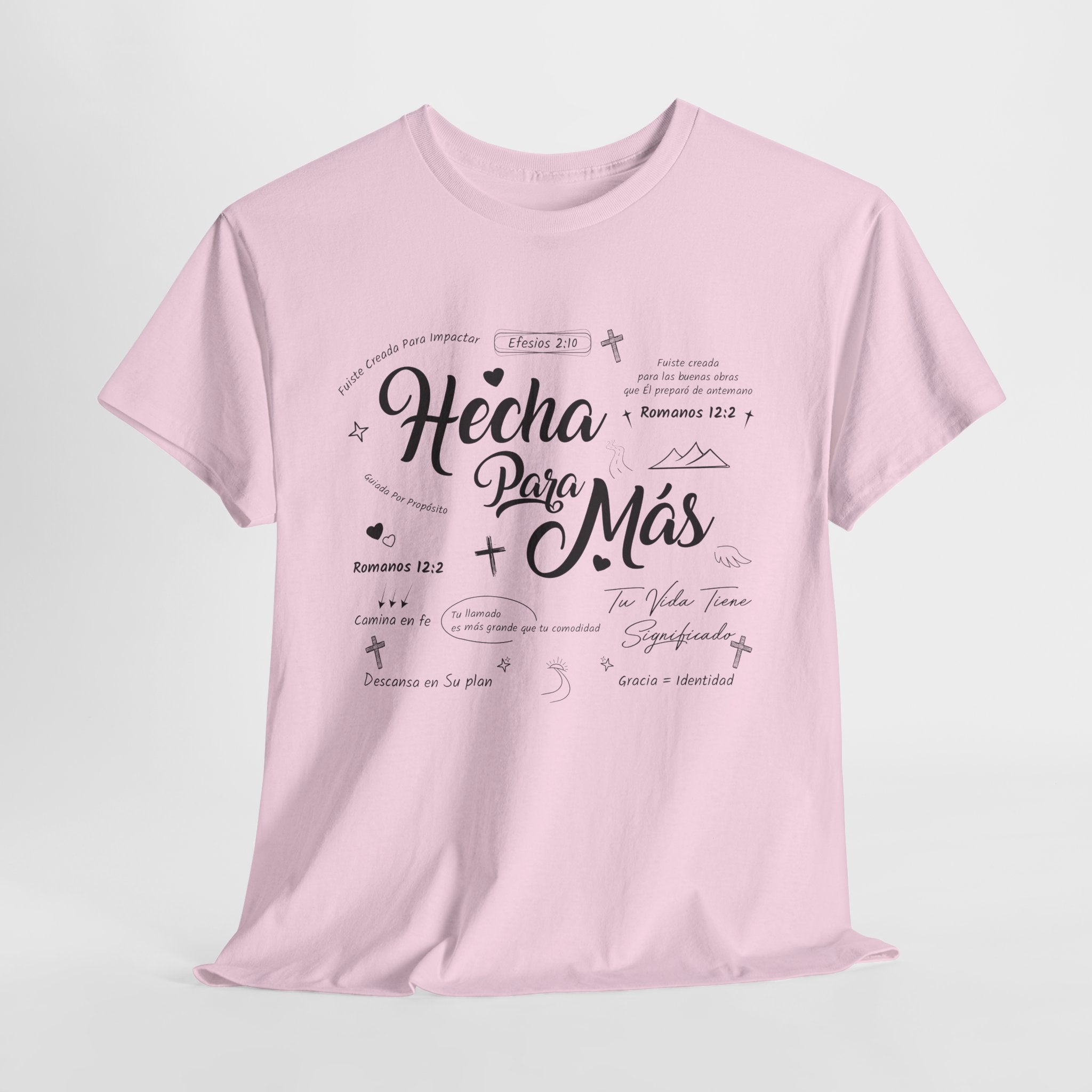 Hecha Para Más Christian T‑Shirt — Spanish Faith Typography Unisex Cotton Tee