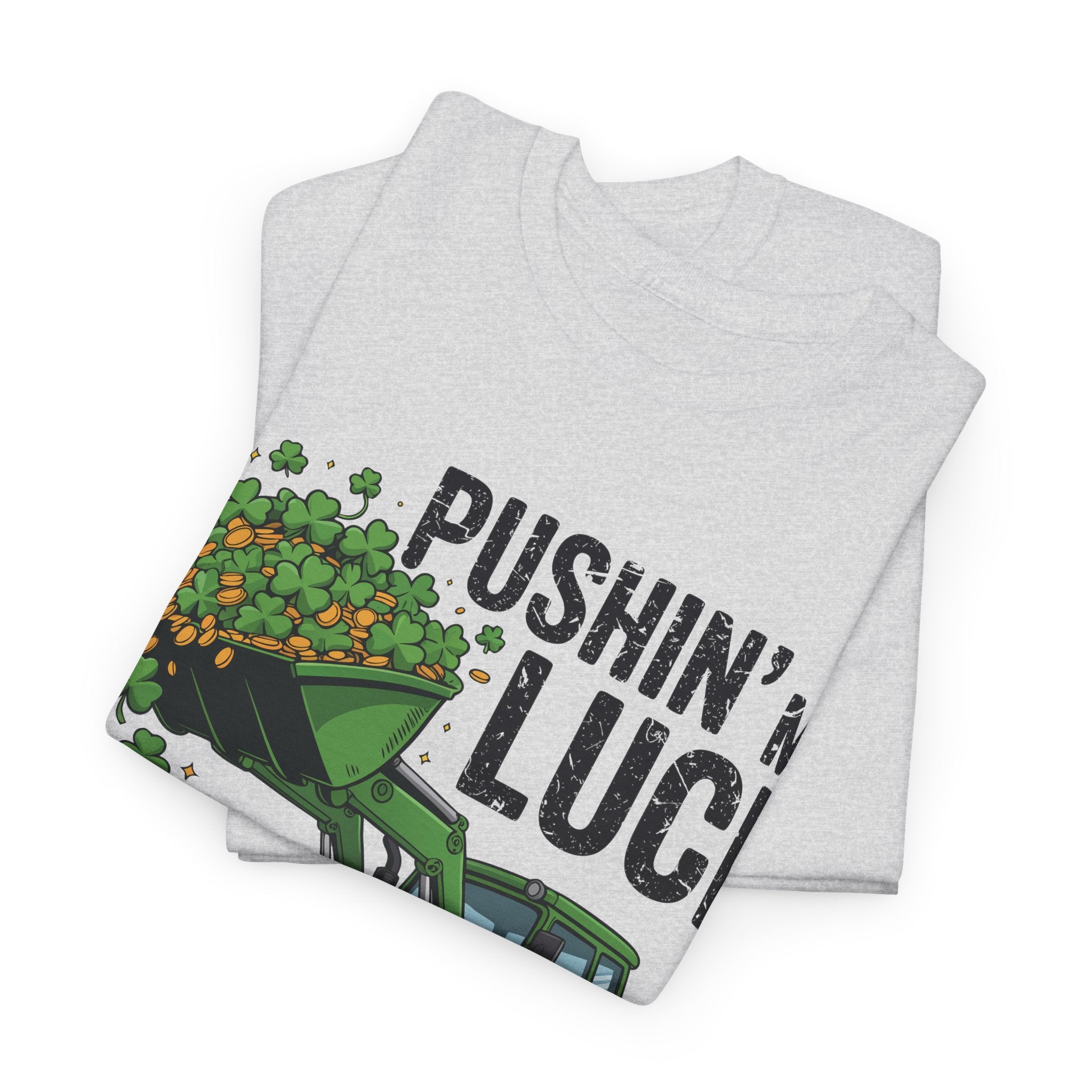 Pushin' My Luck Shamrock Tractor Tee — St. Patrick's Day Unisex Cotton T-Shirt