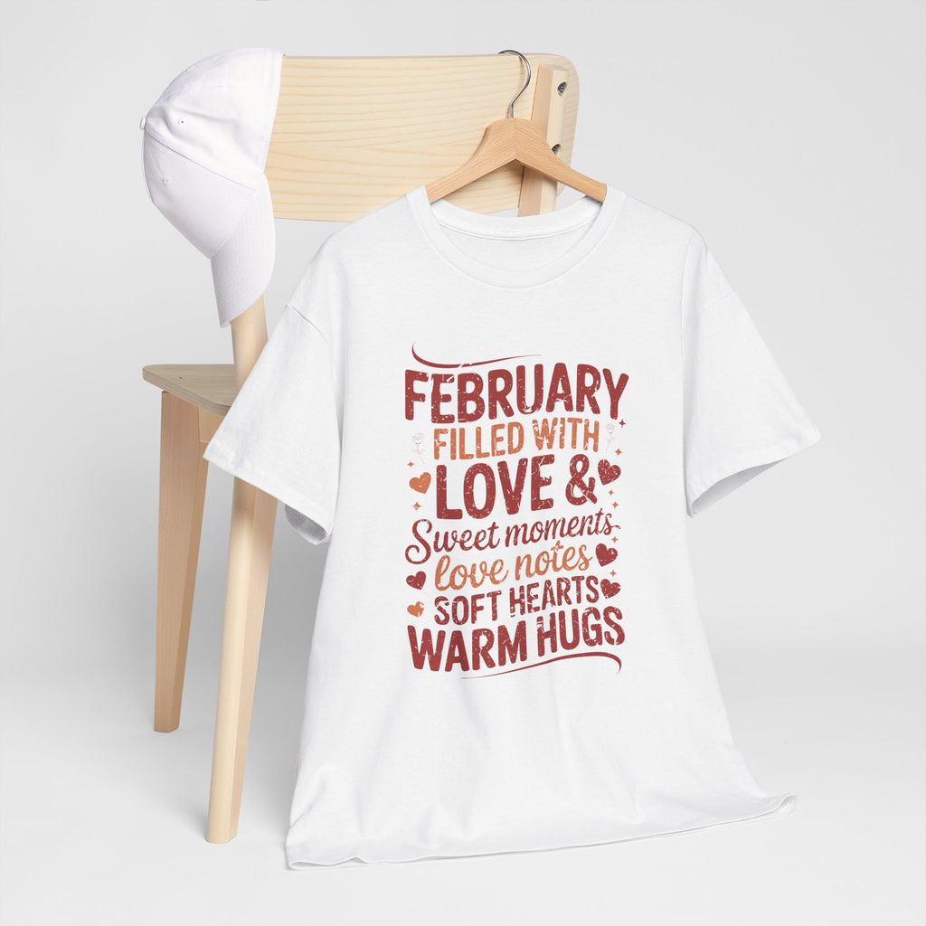 February Filled With Love Tee — Cozy Love Notes Valentine's Unisex Cotton Tshirt