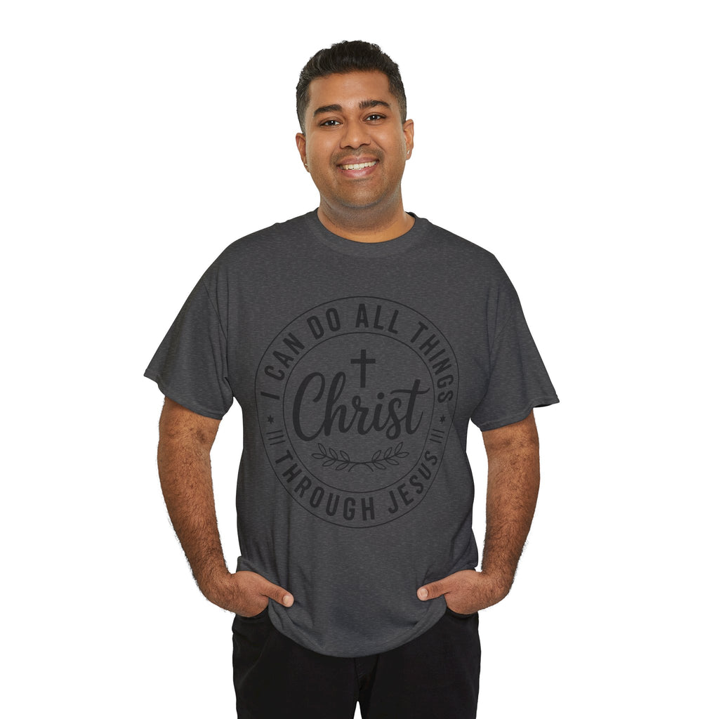 Christian Cross T‑Shirt — "I Can Do All Things Through Christ" Unisex Cotton tee