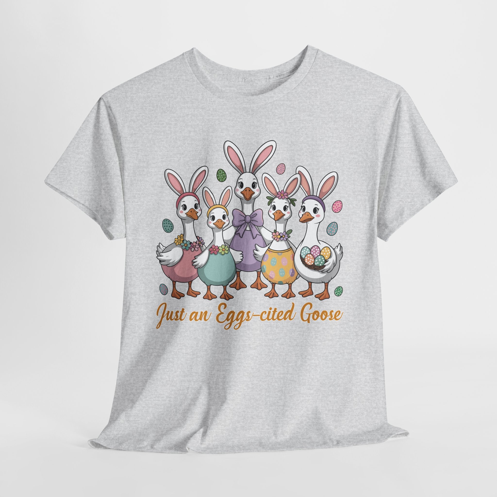 Just an Eggs-cited Goose Easter Tee — Funny Geese in Bunny Ears Unisex Cotton Tee