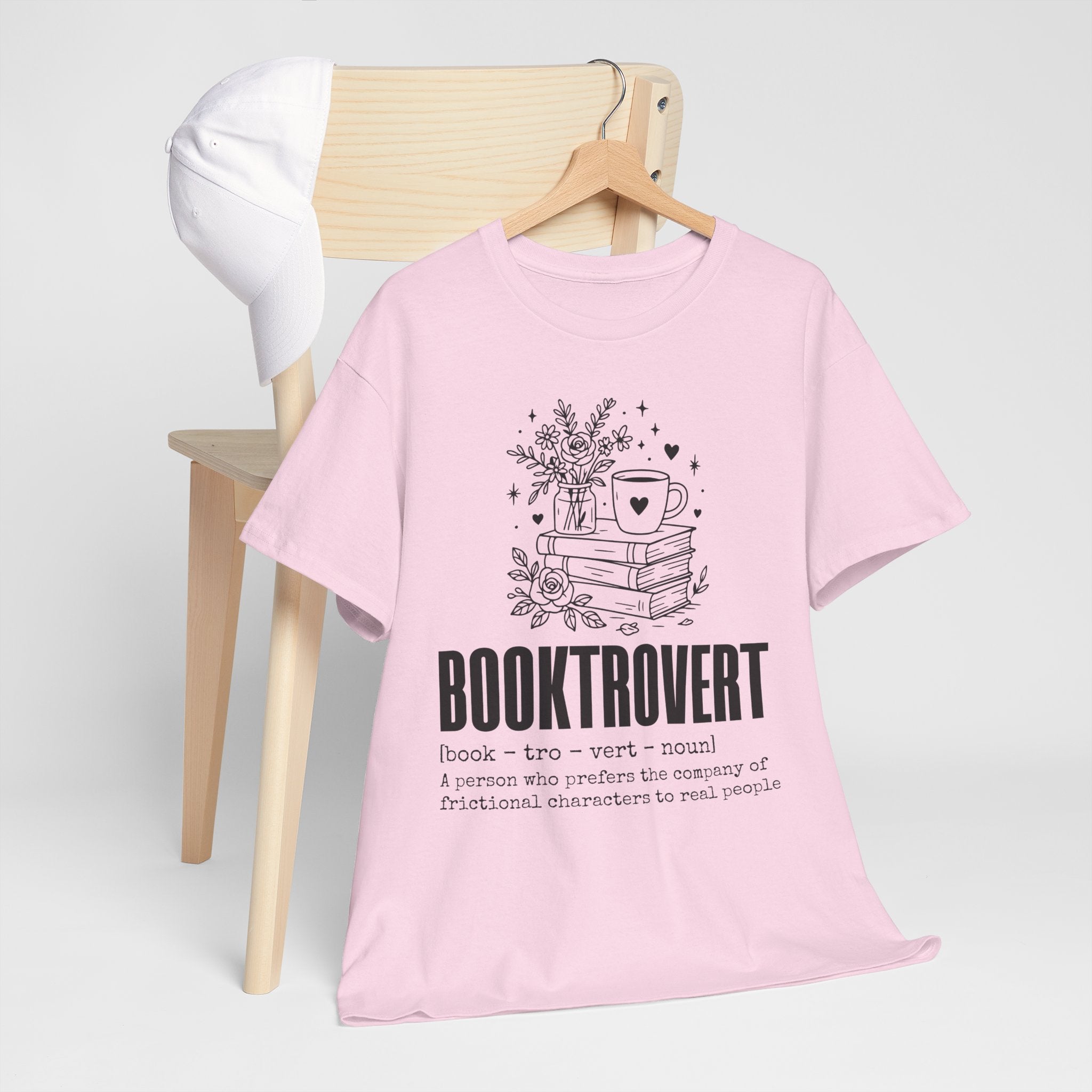 Booktrovert Graphic Tee — "Booktrovert" Definition, Books & Coffee Design Unisex Cotton Tee