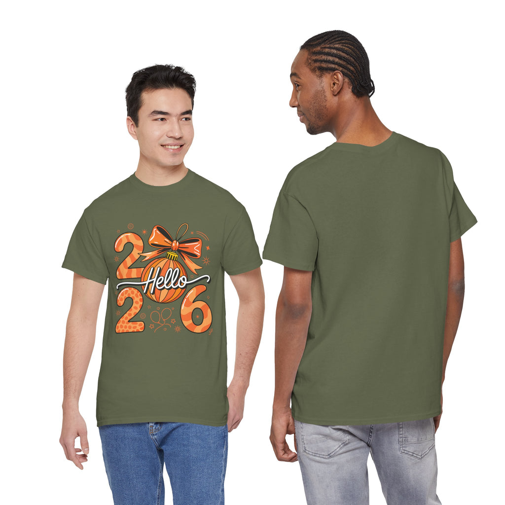 Hello 2026 Christmas Ornament Tee — Festive Orange Holiday Unisex Cotton T-Shirt