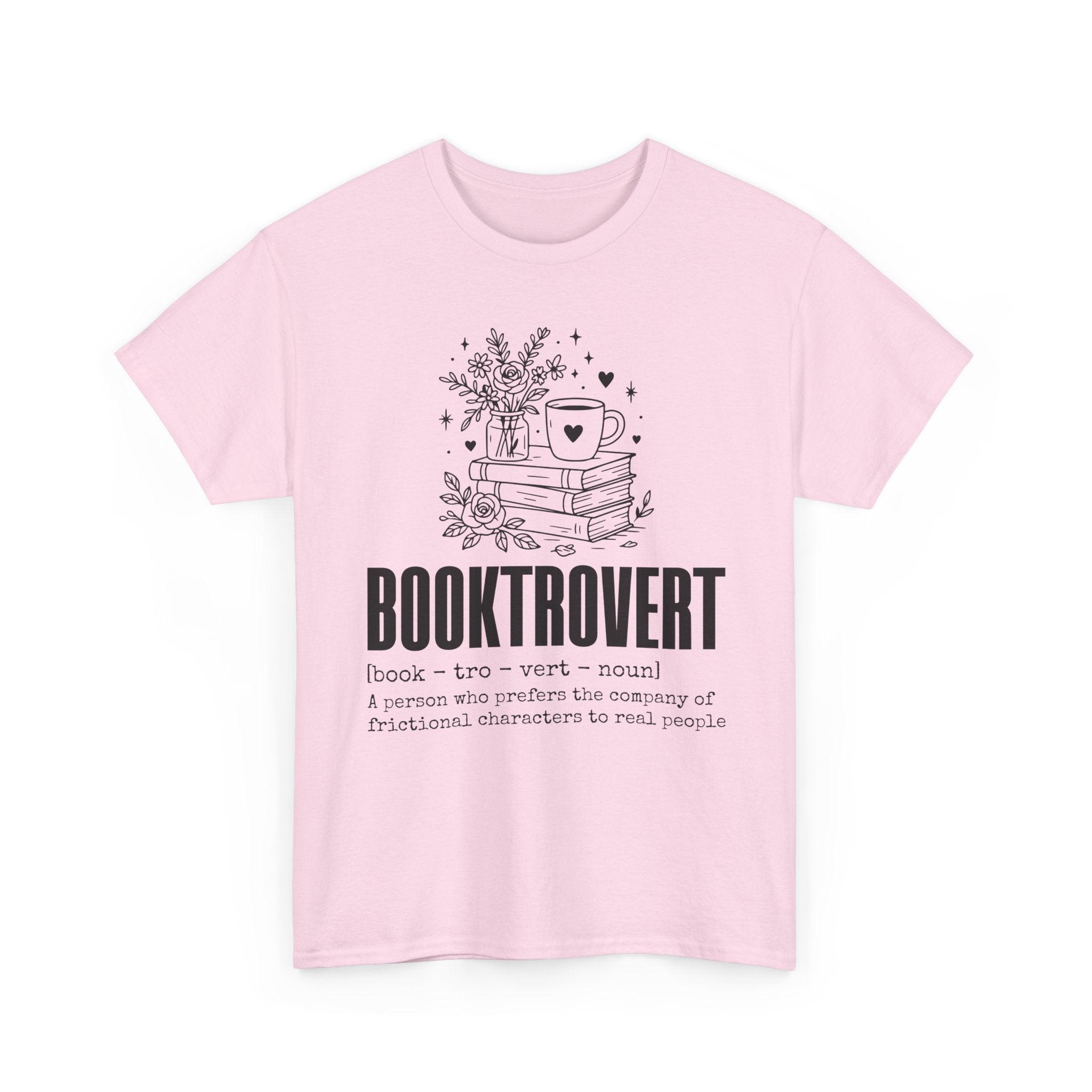 Booktrovert Graphic Tee — "Booktrovert" Definition, Books & Coffee Design Unisex Cotton Tee