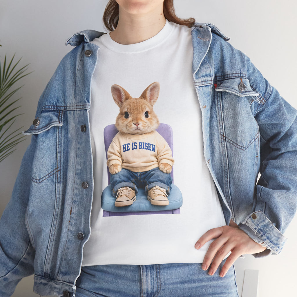 Easter 'He Is Risen' Bunny Unisex Cotton Tee