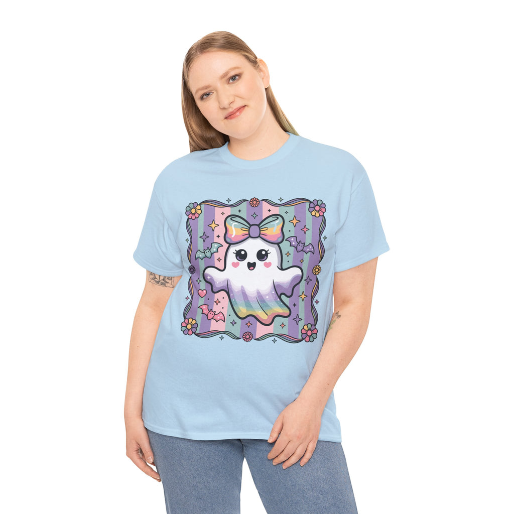 Pastel Ghost Rainbow Bow Unisex Cotton Tee