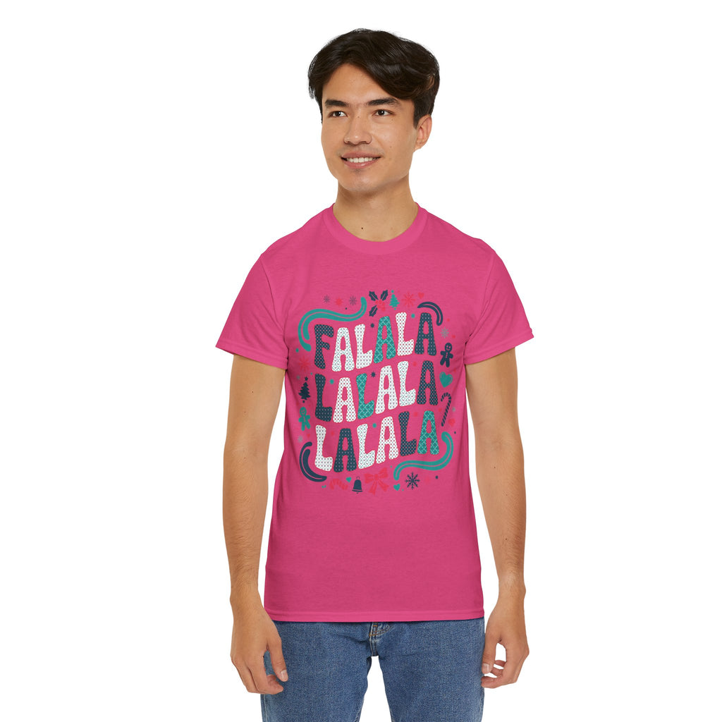 Fa La La La La Christmas T-Shirt — Festive Candy Cane & Gingerbread Holiday Unisex Cotton Tee