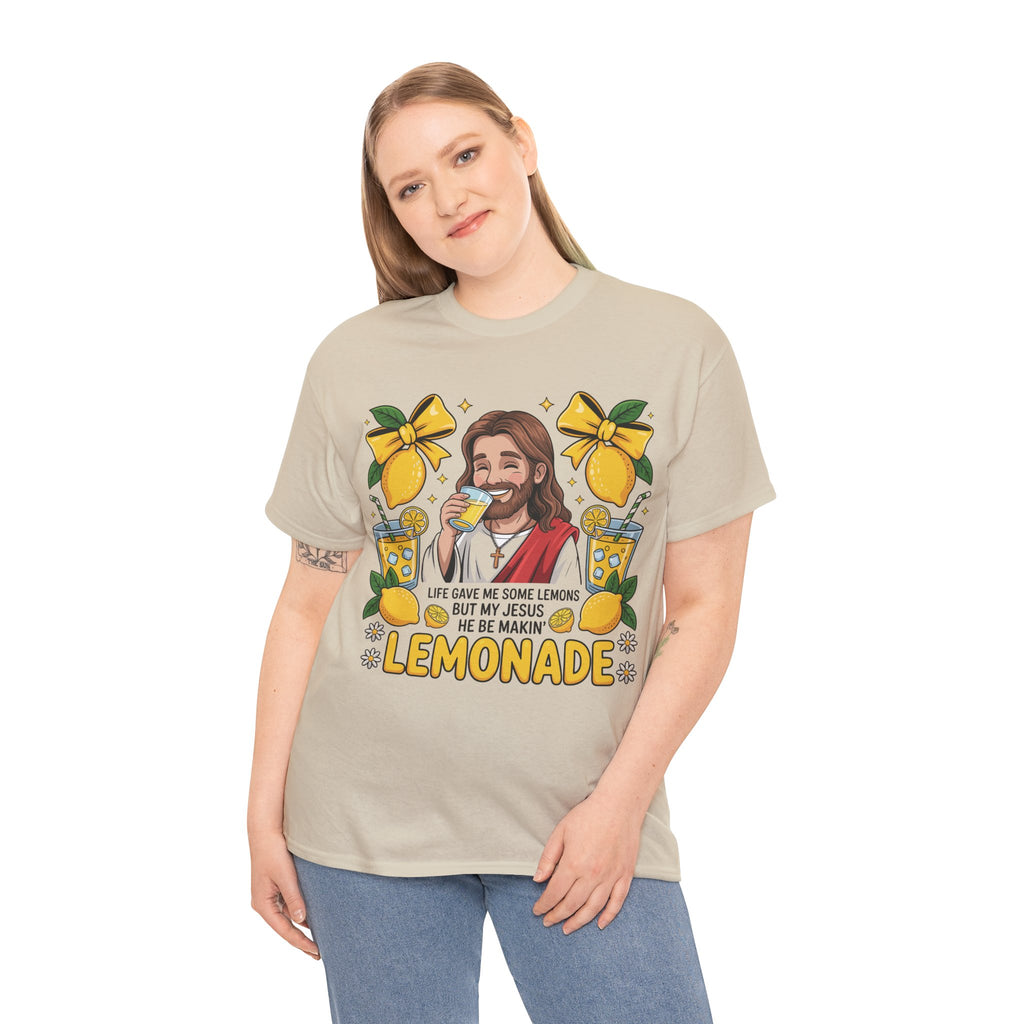 Jesus Drinking Lemonade T-Shirt — "Life Gave Me Some Lemons" Christian Unisex Cotton Tee