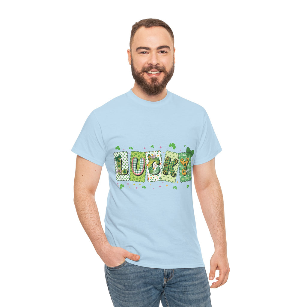 Lucky Patchwork Plaid Clover Tee — St. Patrick’s Day Unisex Cotton T-Shirt