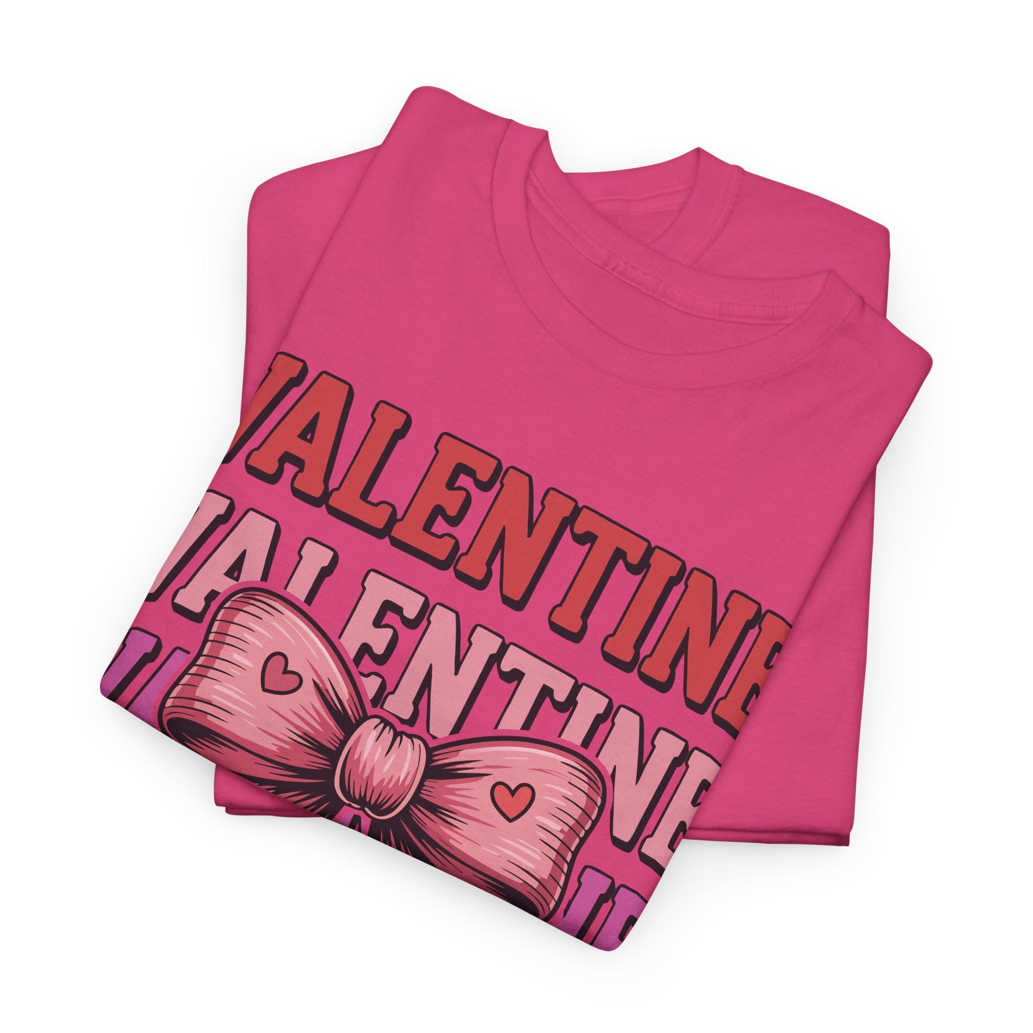Valentine Vibes T-Shirt — Pink Bow Heart Graphic Unisex Cotton Tee