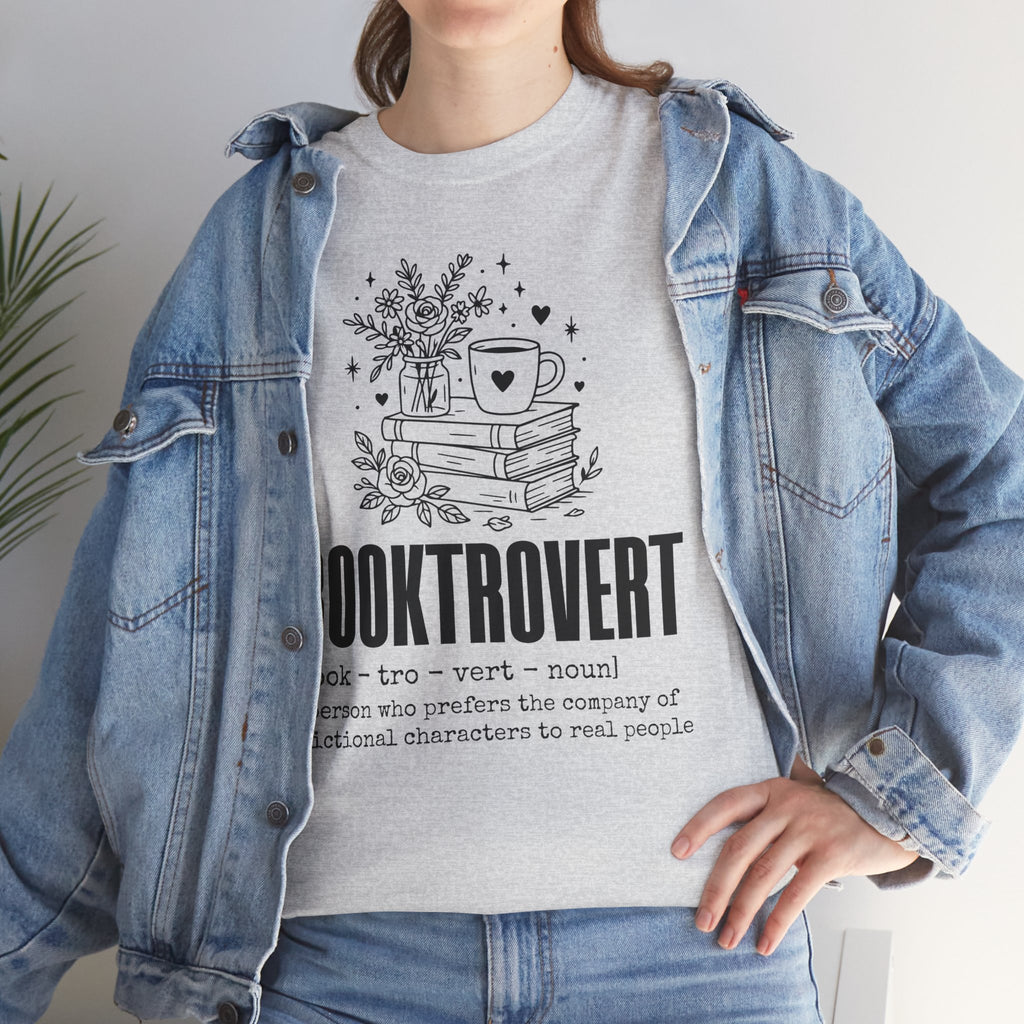 Booktrovert Graphic Tee — "Booktrovert" Definition, Books & Coffee Design Unisex Cotton Tee