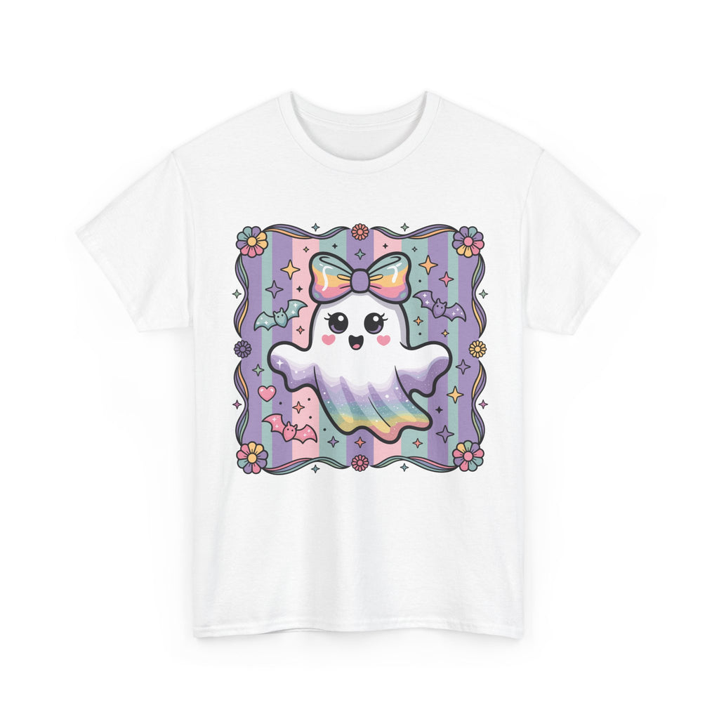 Pastel Ghost Rainbow Bow Unisex Cotton Tee