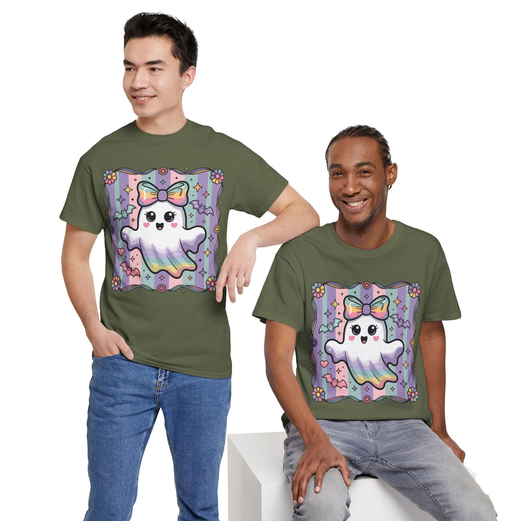 Pastel Ghost Rainbow Bow Unisex Cotton Tee