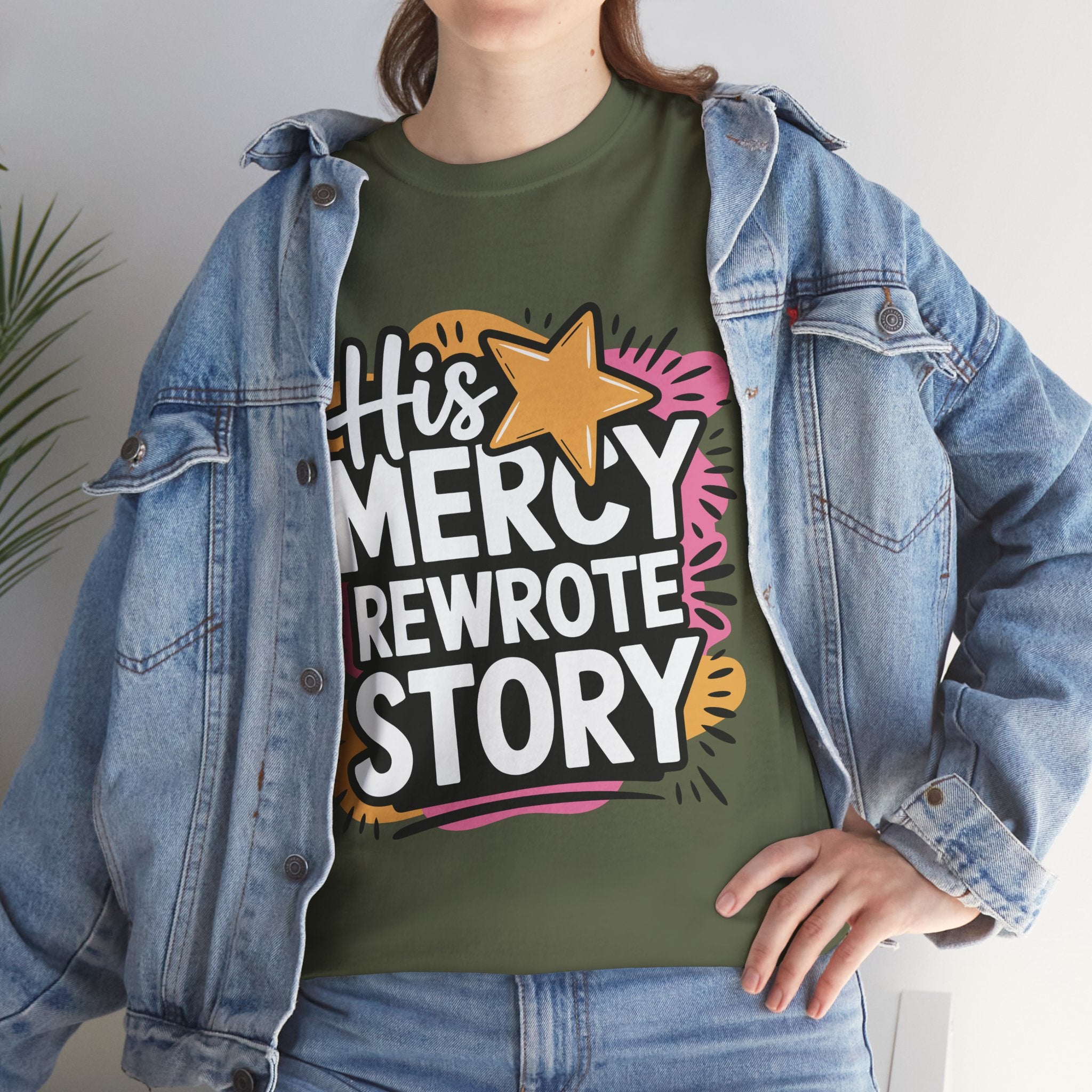 His Mercy Rewrote My Story Tee — Retro Christian Graphic T-Shirt