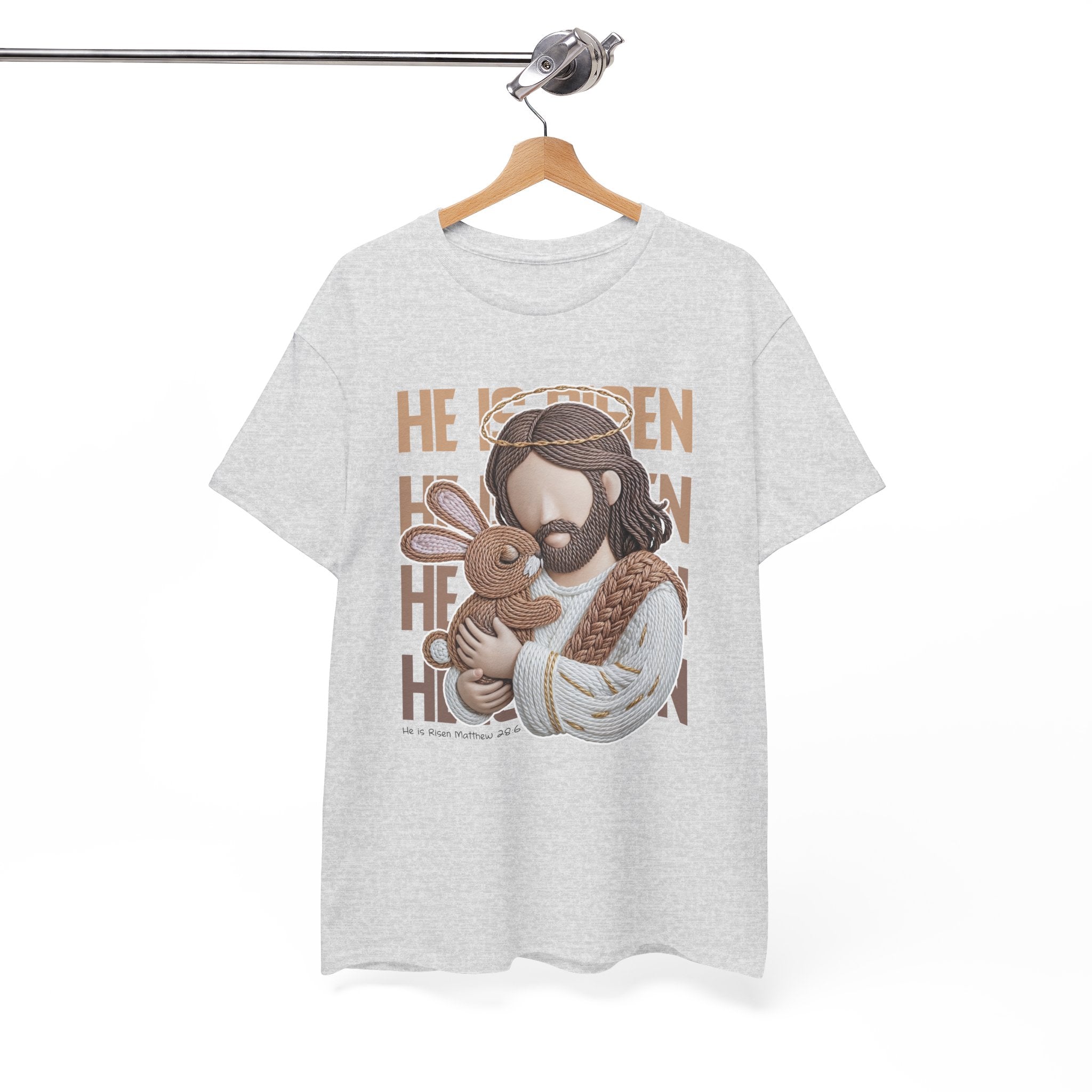 He Is Risen Matthew 28:6 Jesus With Lamb Unisex Cotton T-Shirt